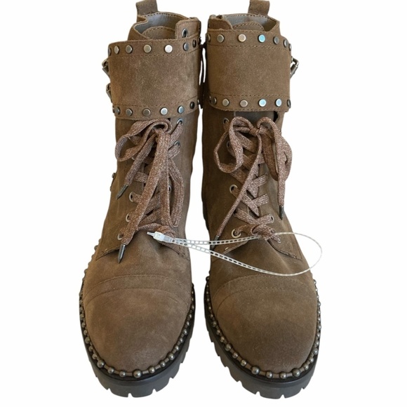 SAM EDELMAN Jennifer Studded Suede Combat Ankle Boots NEW - Picture 3 of 10
